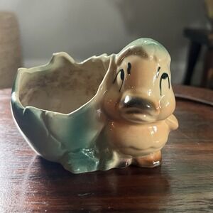 Vintage Shawnee Pottery Duck‎ Cracked Egg Planter Anthropomorphic Figural 1950s
